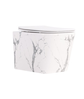 Унітаз підвісний Tern Ultra Quiet 490×365×325 мм, Marble, з сидінням Slim Duroplast / Soft-close / Quick Release QT17332303ASMR Qtap