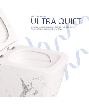 Унітаз підвісний Tern Ultra Quiet 490×365×325 мм, Marble, з сидінням Slim Duroplast / Soft-close / Quick Release QT17332303ASMR Qtap