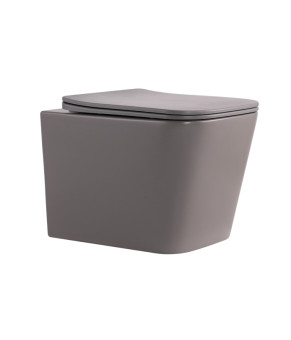 Унітаз підвісний Tern Ultra Quiet 490×365×325 мм, Stone Grey, з сидінням Slim Duroplast / Soft-close / Quick Release QT17332303ASSG Qtap