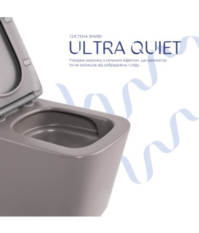 Унітаз підвісний Tern Ultra Quiet 490×365×325 мм, Stone Grey, з сидінням Slim Duroplast / Soft-close / Quick Release QT17332303ASSG Qtap