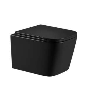 Унітаз підвісний Qtap Crow Ultra Quiet 485×340×290 мм, Matt Black, з сидінням Slim Duroplast/ Soft-close/ Quick Release QT05335171MB