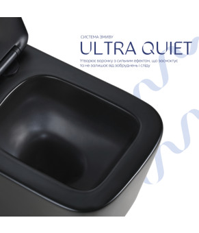 Унітаз підвісний Qtap Crow Ultra Quiet 485×340×290 мм, Matt Black, з сидінням Slim Duroplast/ Soft-close/ Quick Release QT05335171MB