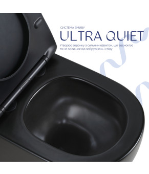Унітаз підвісний Qtap Jay Ultra Quiet 485х360х320 мм, Matt Black, сидінням Slim Duroplast/ Soft-close/ Quick Relase QT07335177MB