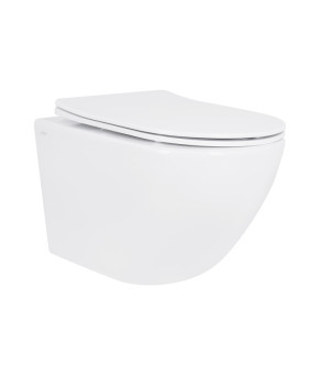 Унітаз підвісний Jay Rimless 485×360×320 мм, White, з сидінням Slim Duroplast/ Soft-close/ Quick Relase QT07335177RW Qtap