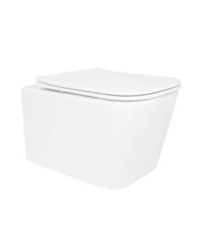 Унітаз підвісний Crow Rimless 485х340х330 мм, White, з сидінням Slim Duroplast/ Soft-close/ Quick Release QT05335171RW Qtap