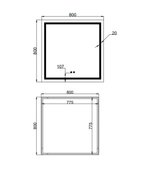Настенное зеркало Qtap Mideya MI1 (800×800 мм) с LED-подсветкой QT2078NCF808048477
