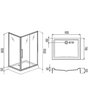 Душевая кабина Elegant Home 7007 (120х80)  C10229 с поддоном