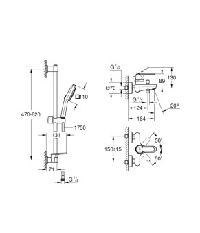 Змішувач для ванни Grohe QuickFix Get з душевою стійкою Vitalio Comfort 110 3288726929