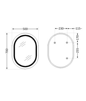 Дзеркало Qtap Gemini 500х700 з LED-підсвічуванням Touch, з антизапотіванням, з димером, рег. темп. кольору (3000-6500K) Reverse QT2578R5070 (SD00052316)