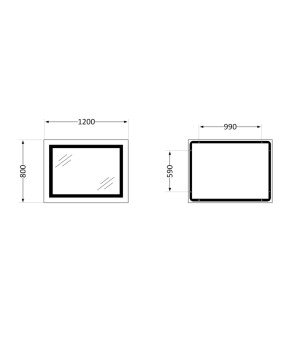 Дзеркало Qtap Cardinal 1200х800 з LED-підсвічуванням Touch, з антизапотіванням, з димером, рег. темп. кольору (3000-6500K) QT0478C12080 (SD00052328)