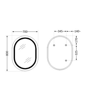 Дзеркало Qtap Gemini 800х700 з LED-підсвічуванням Touch, з антизапотіванням, з димером, рег. темп. кольору (3000-6500K) Reverse QT2578R8070 (SD00052317)