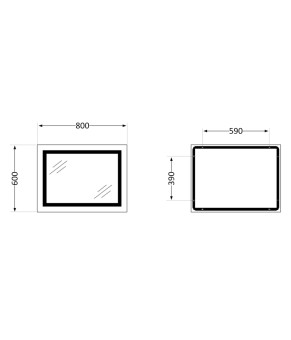 Дзеркало Lidz Kubis 800х600 з LED-підсвічуванням Touch, з антизапотіванням, з димером, рег. яскравості LD78LF9047400 (SD00053524)