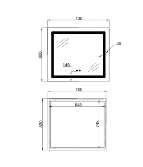 Дзеркало Lidz Kubis 700х800 з LED-підсвічуванням Touch, з антизапотіванням, з димером, рег. яскравості LD78LF904708048447 (SD00054571)