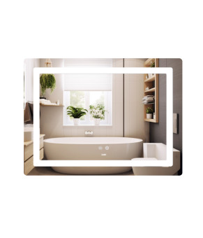 Дзеркало Lidz Kubis (KU2) 900х700 з LED-підсвічуванням Touch, з антизапотіванням, з димером, рег. яскравості LD78LF904907048452 (SD00054576)