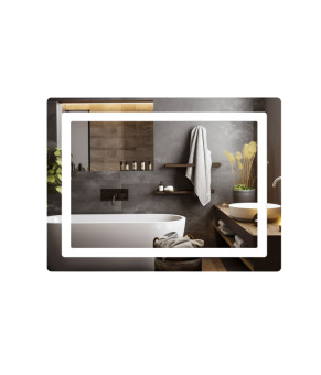 Дзеркало Lidz Kubis (KU2) 800х600 з LED-підсвічуванням Touch, з антизапотіванням, з димером, рег. яскравості LD78LF904806048446 (SD00054570)