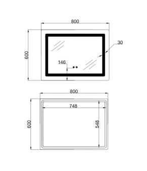 Дзеркало Lidz Kubis (KU2) 800х600 з LED-підсвічуванням Touch, з антизапотіванням, з димером, рег. яскравості LD78LF904806048446 (SD00054570)