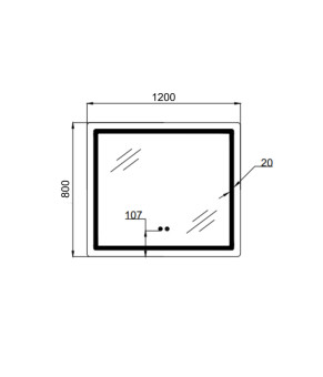 Дзеркало Qtap Mideya MI1) 1200х800 з LED-підсвічуванням Touch, з антизапотіванням, димером, рег. яскравості QT2078F12080 (SD00054584)