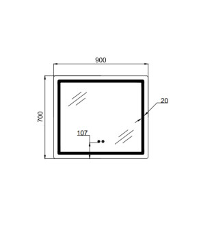 Дзеркало Qtap Mideya (MI2) 900х700 з LED-підсвічуванням Touch, з антизапотіванням, з димером, рег. яскравості QT2078NCF9070 (SD00054604)