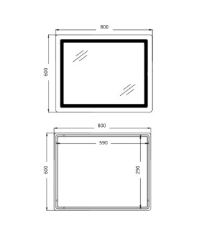 Дзеркало Qtap Cardinal (CA2) 800х600 з LED-підсвічуванням Touch, з антизапотіванням, з димером, рег. темп. кольору (3000-6500K) Reverse QT0478C806048457 (SD00054581)
