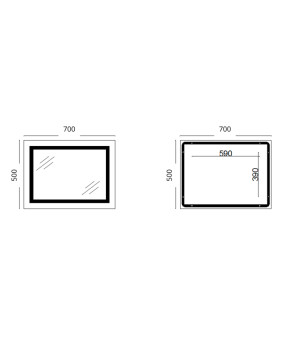 Дзеркало Lidz Kubis (KU1) 700х500 з LED-підсвічуванням Touch, з антизапотіванням, з димером, рег. яскравості LD78LF90448485 (SD00054609)