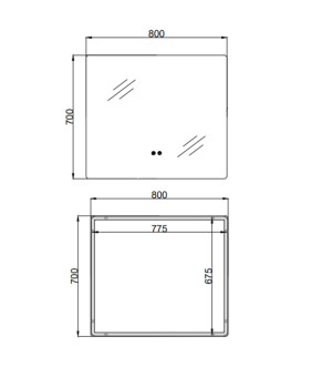 Дзеркало Qtap Taurus (TA2) 800×700 мм з LED-підсвічуванням Touch, з антизапотіванням, з димером, рег. темп. кольору (3000-6500K) QTTAU70070048955 (SD00055079)