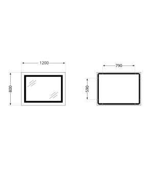 Дзеркало Lidz Kubis (KU1) 1200х800 з LED-підсвічуванням Touch, з антизапотіванням, з димером, рег. яскравості LDKUB120080049008 (SD00055132)