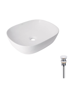 Комплект Qtap Aquarius: Раковина накладна прамокутна 470x380x120 мм White + Донний клапан PU02