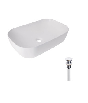 Комплект Qtap Robin: Раковина накладна прамокутна 600x390x150 мм White + Донний клапан PU02