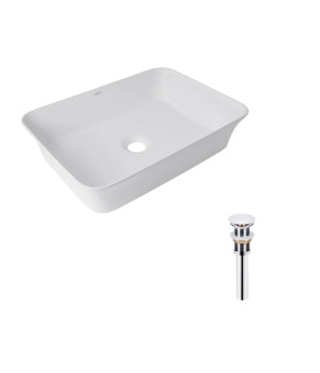 Комплект Qtap Virgo: Раковина накладна прамокутна 490х350х110 мм White + Донний клапан PU02