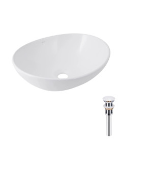 Комплект Qtap Dove: Раковина накладна овальна 415x340x140 мм White + Донний клапан PU02