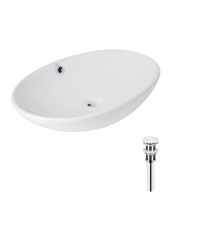Комплект Qtap Dove: Раковина накладна овальна 635x420x150 мм White + Донний клапан PU02O