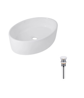 Комплект Qtap Kolibri: Раковина накладна овальна 500x360x140 мм White + Донний клапан PU02