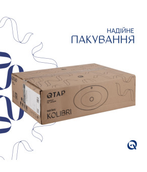 Комплект Qtap Kolibri: Раковина накладна овальна 500x360x140 мм White + Донний клапан PU02