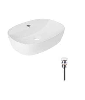 Комплект Qtap Scorpio: Раковина накладна овальна 500x380x120 мм White + Донний клапан PU02