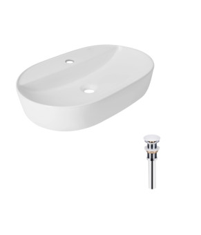 Комплект Qtap Scorpio: Раковина накладна овальна 600х400х120 мм White + Донний клапан PU02