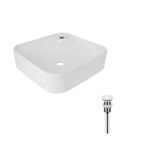Комплект Qtap Stork: Раковина накладна квадратна 430x430x125 мм White + Донний клапан PU02