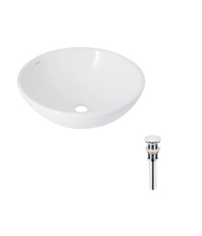 Комплект Qtap Owl: Раковина накладна кругла 400х400х155 мм White + Донний клапан PU02