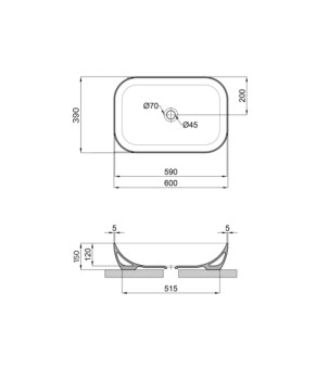 Раковина-чаша Qtap Robin 600x390x150 Matt black QT132143PMBMBN