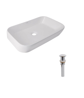 Комплект Qtap Scorpio: Раковина накладна 550x390x120 мм, White, прямокутна + Донний клапан Pop-up PU02