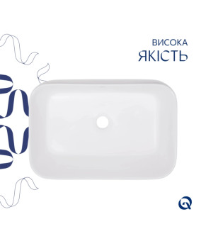 Комплект Qtap Scorpio: Раковина накладна 550x390x120 мм, White, прямокутна + Донний клапан Pop-up PU02