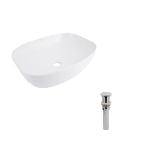 Комплект Qtap Cardinal: Раковина накладна 500×380×140 мм, White, овальна + Донний клапан Pop-up PU02