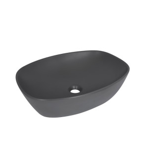 Раковина накладна Qtap Robin 500х380х140 мм, Anthracite, прямокутна, з донним клапаном QT04116302AN