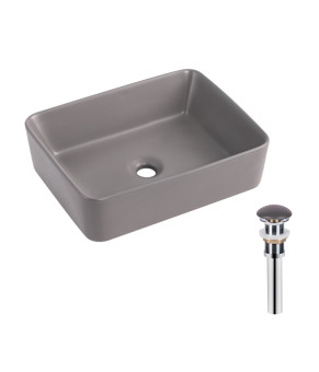 Раковина накладна Qtap Tern 480x370x135 мм, Stone grey, прямокутна, з донним клапаном QT17116069SG