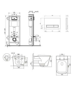 Готове рішення Qtap для ванної кімнати: підвісний унітаз Tern Ultra Quiet 525x345x360 + комплект інсталяції Nest 4 в 1 (лінійна клавіша Chrome) (SD00053634)