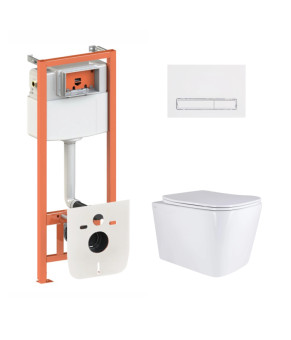 Готове рішення Qtap для ванної кімнати: підвісний унітаз Tern Ultra Quiet 525x345x360 + комплект інсталяції Nest 4 в 1 (лінійна клавіша White) (SD00053635)