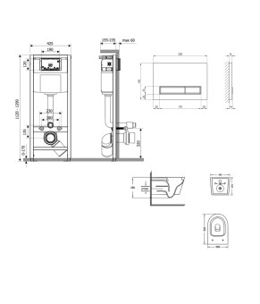 Готове рішення Qtap для ванної кімнати: підвісний унітаз Jay Ultra Quiet 520x360x320 + комплект інсталяції Nest 4 в 1 (лінійна клавіша White) (SD00054304)