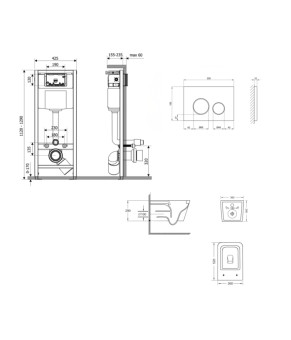 Готове рішення Qtap для ванної кімнати: підвісний унітаз Swan Ultra Quiet 520x360x320 + комплект інсталяції Nest 4 в 1 (кругла клавіша Satin) (SD00054315)