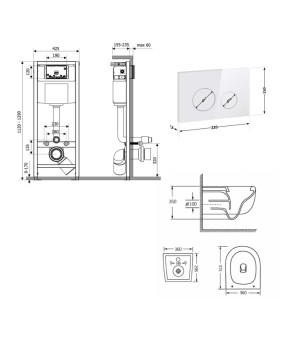 Готове рішення Qtap для ванної кімнати: підвісний унітаз Taurus Ultra Quiet 515×360×350 + комплект інсталяції Nest 4 в 1 (кругла клавіша White) (SD00055990)