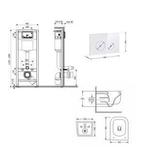 Готове рішення Qtap для ванної кімнати: підвісний унітаз Gemini Ultra Quiet 485×340×350 + комплект інсталяції Nest 4 в 1 (кругла клавіша White) (SD00056000)