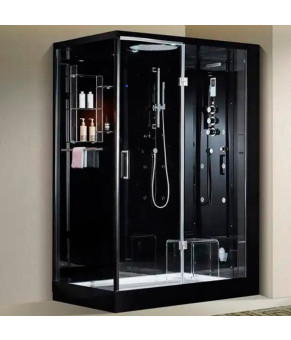 Гидромассажный паровой бокс GOLSTON G-U692BB черный 1200х850х2230 мм правосторонний, дверь раздвижная (GU692125R)
